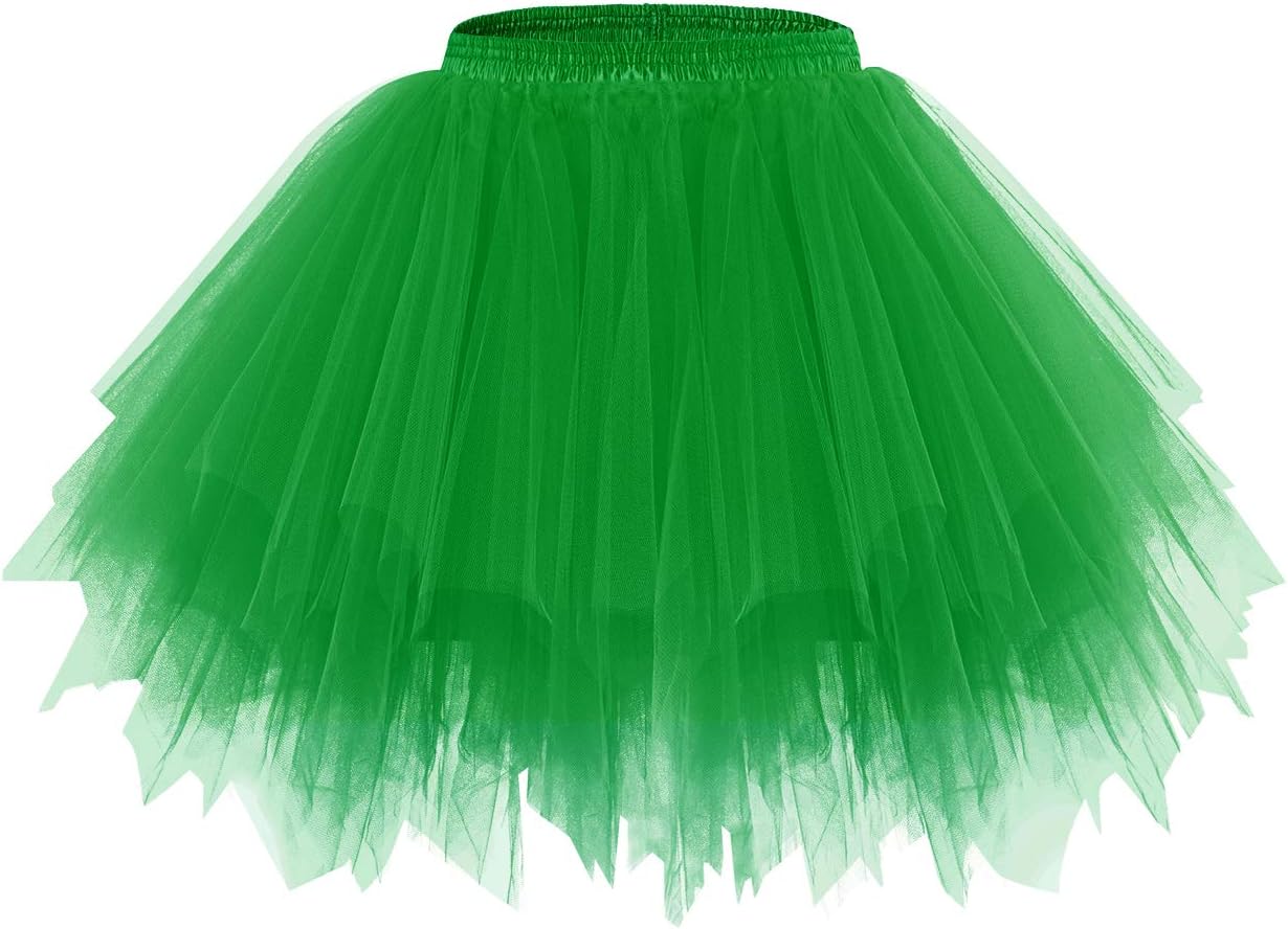 Tutu Femmes Jupe Tulle Jupe 50's Court Ballet Dance Dress Underdress Cosplay Crinoline Jupon pour Rockabilly Dress S Vert