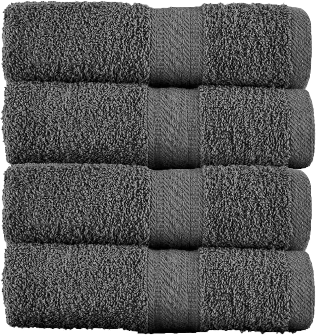 Lot de 4 Grands draps de Bain (70 x 140 cm) - 100% Coton de Luxe, Ultra Doux, qualité hôtelière, très Absorbant pour Salle de Bain, Douche, Plage et Usage Quotidien (Charbon) Paquet de 4 Charbon