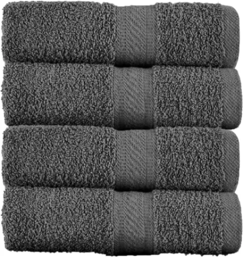 Lot de 4 Grands draps de Bain (70 x 140 cm) - 100% Coton de Luxe, Ultra Doux, qualité hôtelière, très Absorbant pour Salle de Bain, Douche, Plage et Usage Quotidien (Charbon) Paquet de 4 Charbon