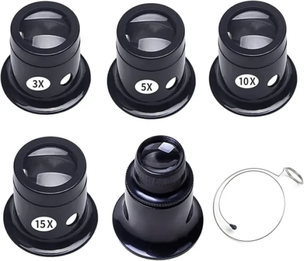 Btzthm 5 Pièces Loupes d'Horloger de Différentes Forces, Montre Horloge Réparation Loupe Kits, Ensemble de Loupes d'Horloger, 3X / 5X / 10x / 15x / 20x, pour Les Horlogers, Les Bijoutiers