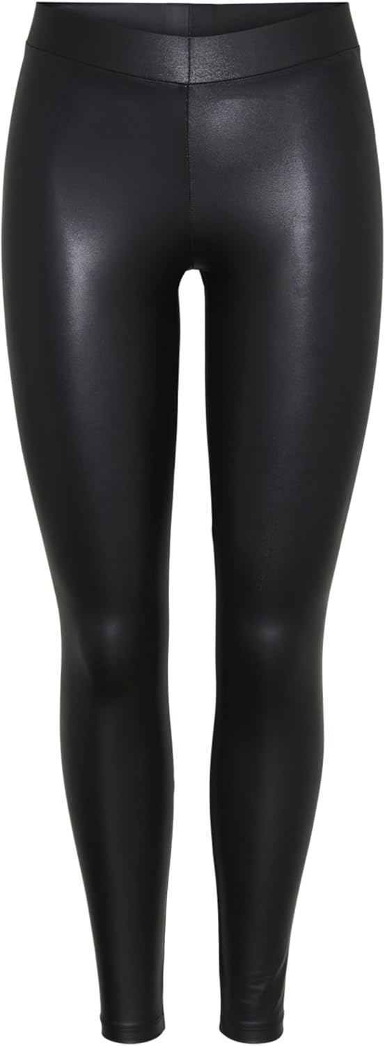 PIECES New Shiny Leggings Femme L-XL Noir (Black)