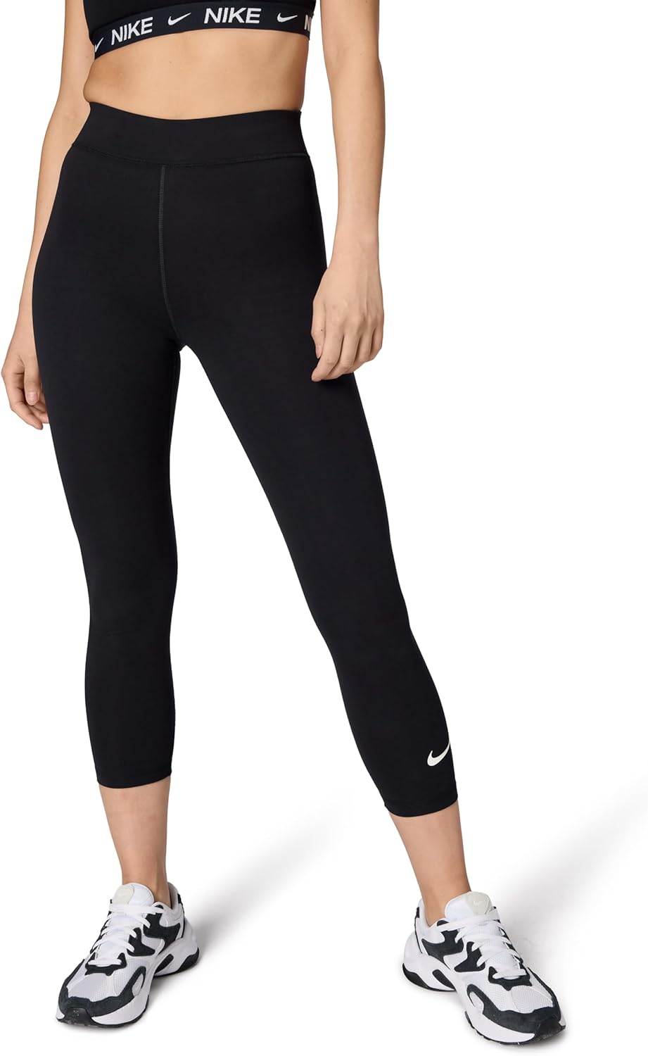 Nike W NSW NK CLSC HR 7/8 Tight Lbr - Ankle Length Tight - Sportswear - Femme S Black/Sail