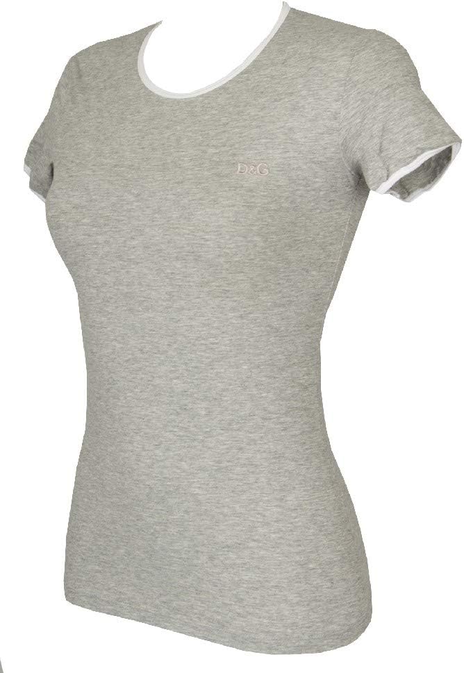 Dolce & Gabbana T-Shirt Femme Manches Courtes col Rond D&G Article M52027, 80705 Grigio Melange, I 4 - EU XL - USA L - UK L - F 44