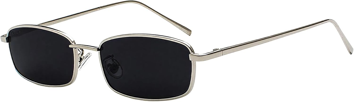 LEMLIN Paires de Lunettes de Soleil Carrées,Style Rétro Rectangulaire avec Monture Métal Fine,Verres Vintage Bonbon (UV400),Unisexe Homme Femme,Look Classique Années 70-80