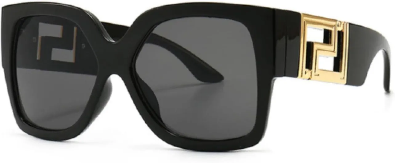 JIJIBA Nouveau carré à monture épaisse Lunettes de soleil Femmes Grande Taille Lunettes de soleil Creux Vintage Shades gafas Noir