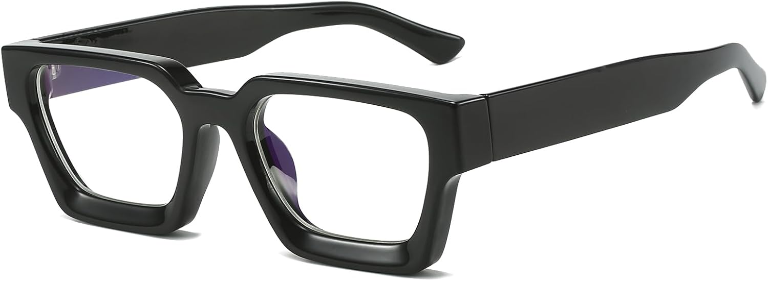 Lunette Anti Lumiere Bleue Carrée pour Femme Homme Monture Épaisse de Lunettes Cadre Anti-Fatigue pour Jeux, Texing et Lecture Noir