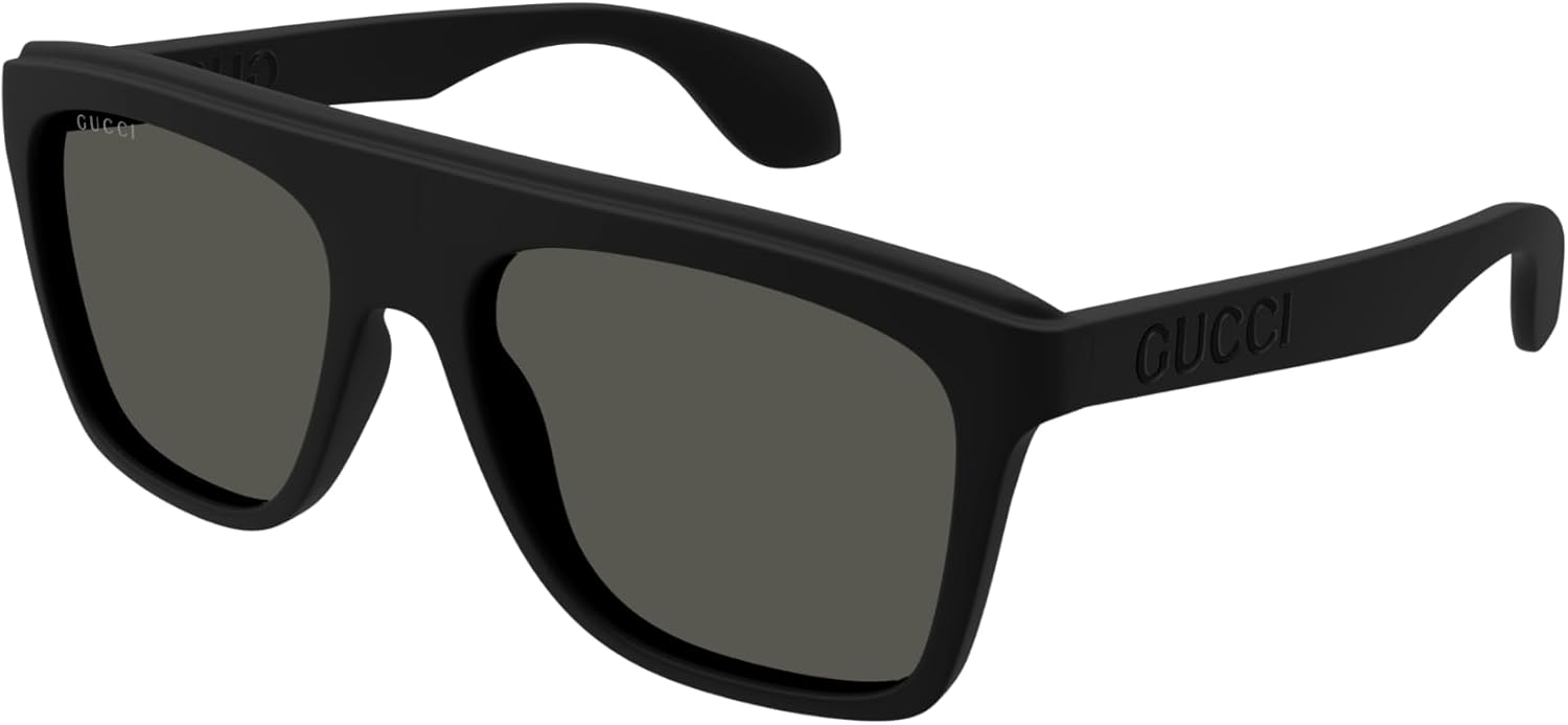 Gucci GG1570S 001 Lunettes de soleil carrées pour homme Noir/gris 57/18/145, Noir, 57/18/145