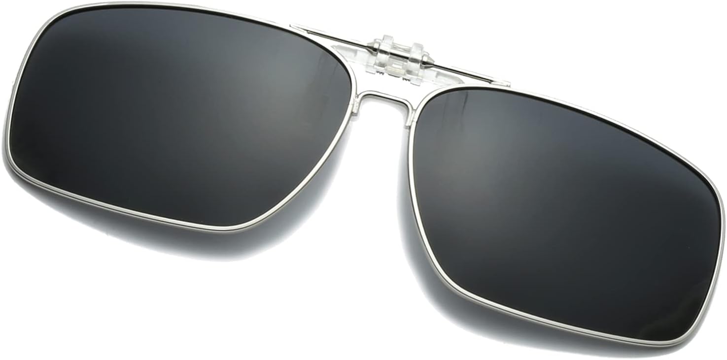 Clip Lunettes de Soleil Polarisées, Clip Solaire pour Lunettes de Vue, Clipsable Sur Lunette de Soleil Polarisante pour Femme Homme Noir