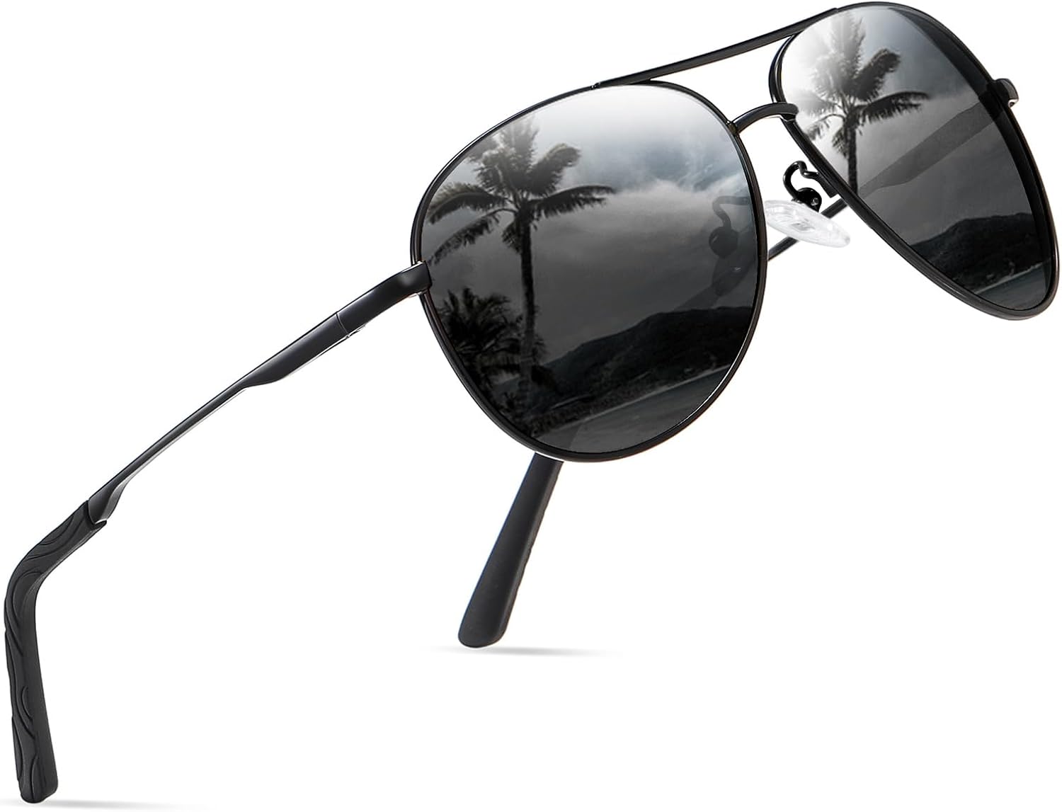 Lunettes de Soleil Homme Pilote Lunettes de Soleil Polarisées Pour Hommes et Femmes Protection Style Classique Lunettes Ultralégères Verres Anti-Reflets Conduite Pêche Sports Avec Lunettes de Soleil 1-all Noir