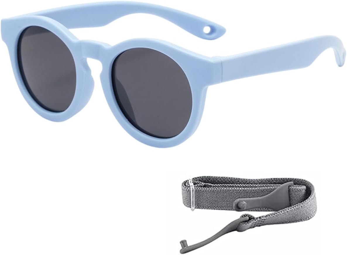 JUKOTA Lunettes de soleil pour bébé - Polarisées avec protection UV400, Cadre en silicone flexible pour enfants de 6 mois à 3 ans, Lunettes de soleil bébé pour garçons et filles avc Bande