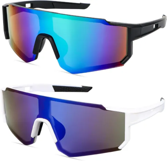 MplehDa Lot de 2 lunettes de soleil polarisées pour homme et femme - Protection UV 400 - Coupe-vent - Protection contre le vent - Pour activités de plein air B