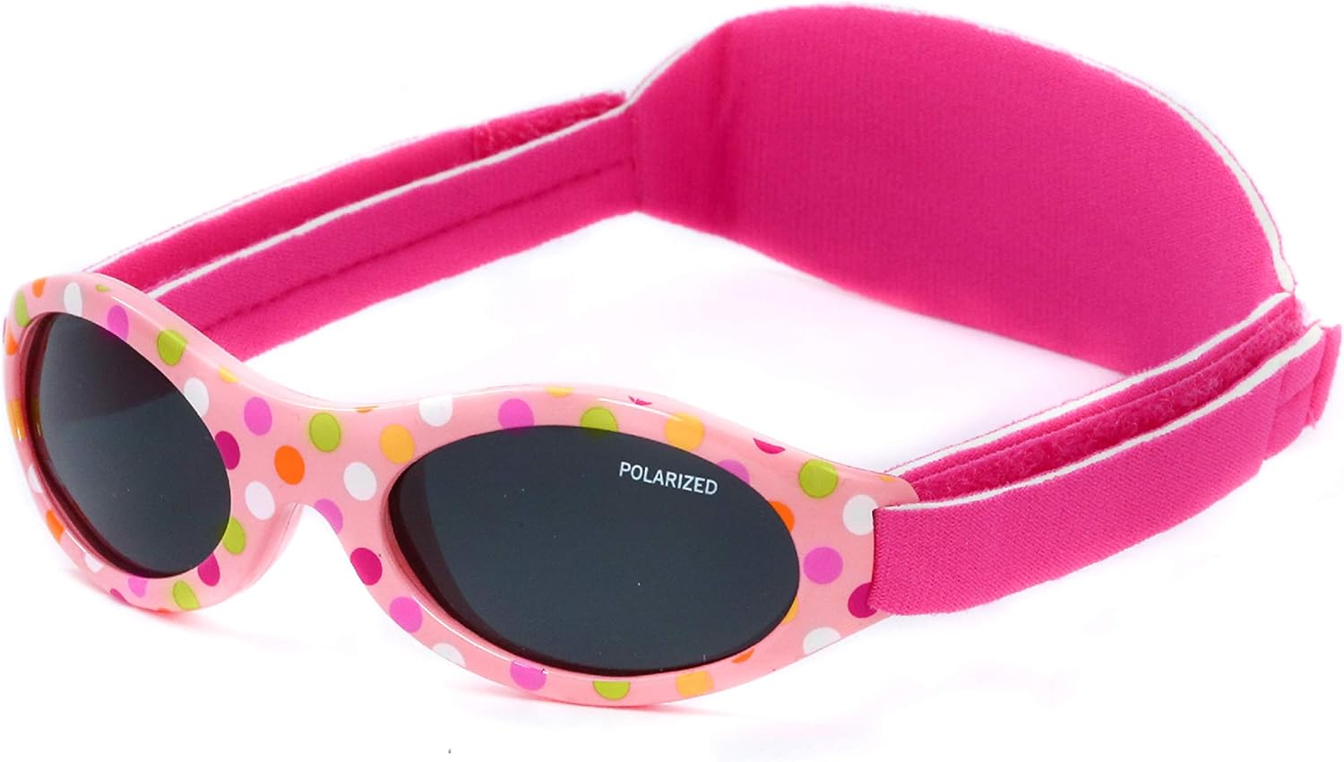 Lunettes de soleil Polarisées Premium pour bébé, garçon, fille - De 0 mois à 2 ans - Protection Solaire UV400 - Pont de nez en Silicone - Bande réglable en Neoprène - Garantie à Vie! Points Colorés
