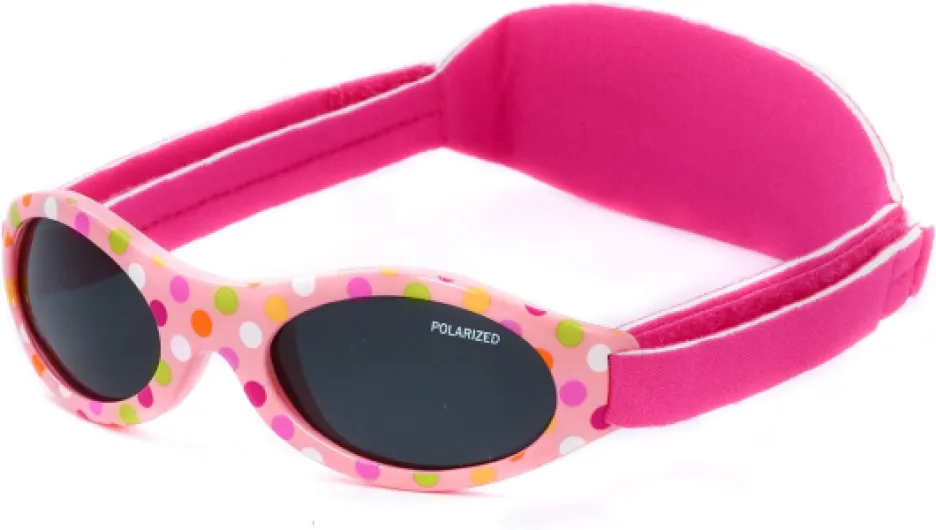 Lunettes de soleil Polarisées Premium pour bébé, garçon, fille - De 0 mois à 2 ans - Protection Solaire UV400 - Pont de nez en Silicone - Bande réglable en Neoprène - Garantie à Vie! Points Colorés