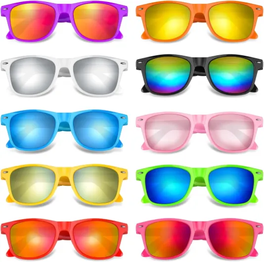 Lot de 10 à 60 paires de lunettes de soleil fluo unisexes de style rétro pour anniversaire, plage, piscine, fête, 10 couleurs 5.7" (Ages 7+) 10