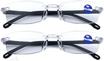 Lunettes de presbytie anti-lumière bleue à changement de couleur, lunettes de lecture à zoom automatique, lunettes à réglage automatique à mise au point claire anti-fatigue oculaire (2 pièces)