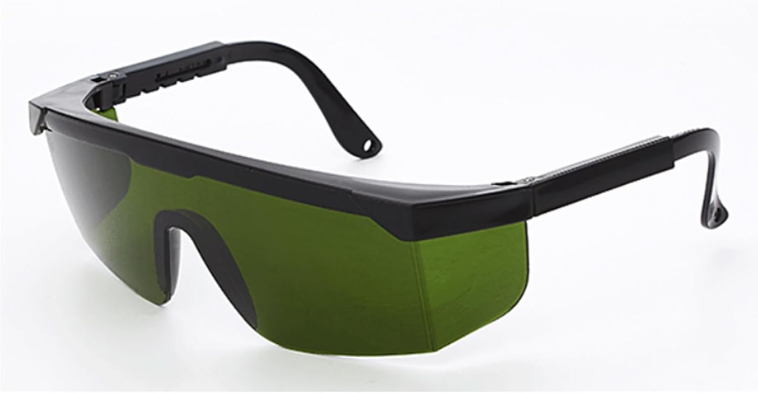 BigCheer Lunettes de protection laser, diode, laser, avec rallonge télescopique, 200 nm-2000 nm, lunettes de protection, avec chiffon de nettoyage et étui à lunettes (vert)