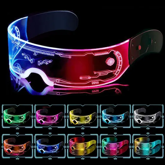 Kimimara Lunette Led - Lunette Lumineuses Cyberpunk Futuriste Neon Rave DJ Fête Glasses-Haute Tech a - Haute technologie