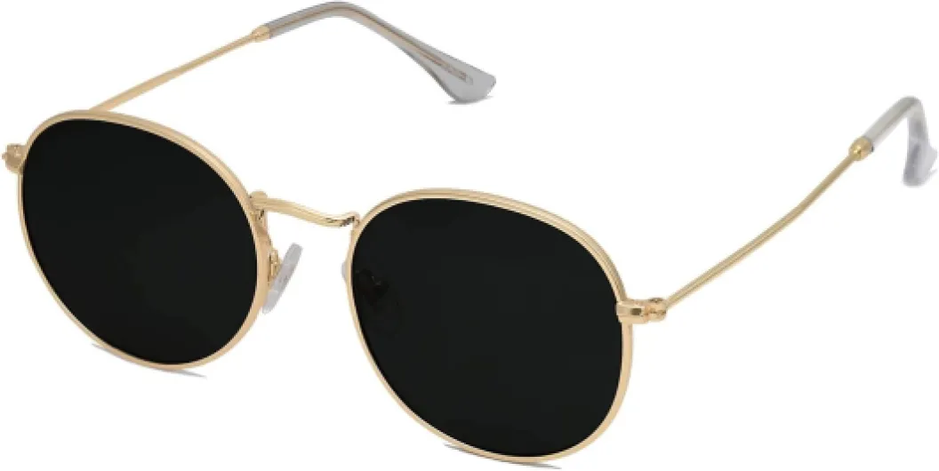 Ronde Vintage Rétro Miroir Anti-UV Lunettes de Soleil Unisexe Polarisées SJ1014 (C13 Or/Gris)
