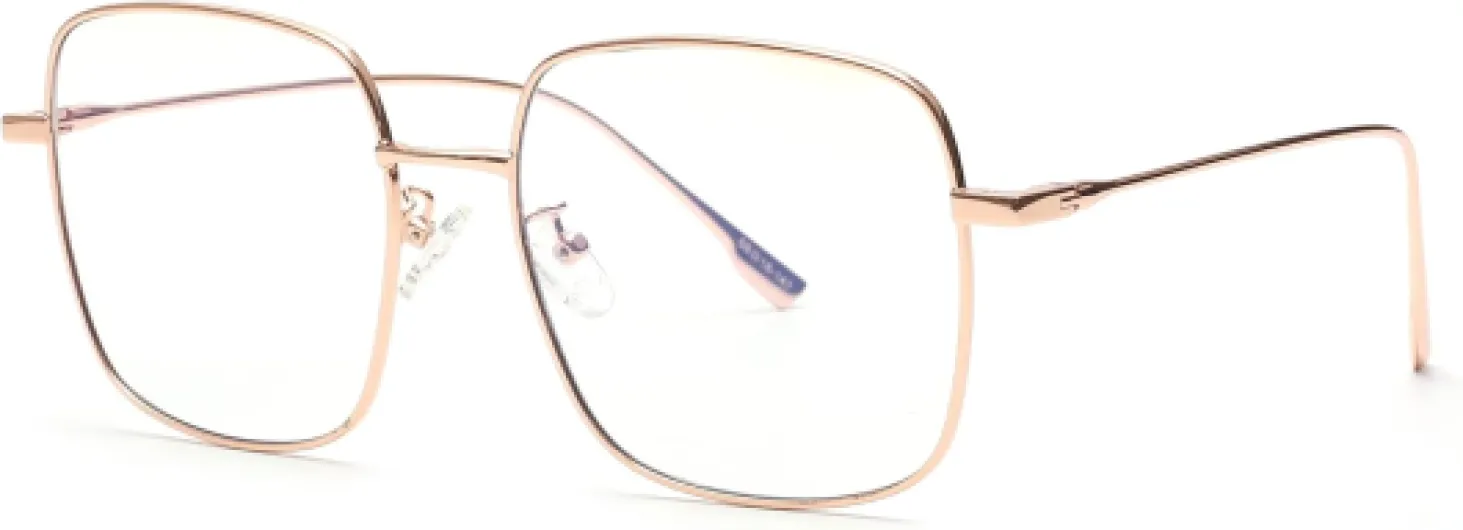 Lunettes Optiques Anti Lumière Bleue Designer Mode Cadre en Métal Lunettes de Vue Polygone Protection des Yeux Femmes Gris-1