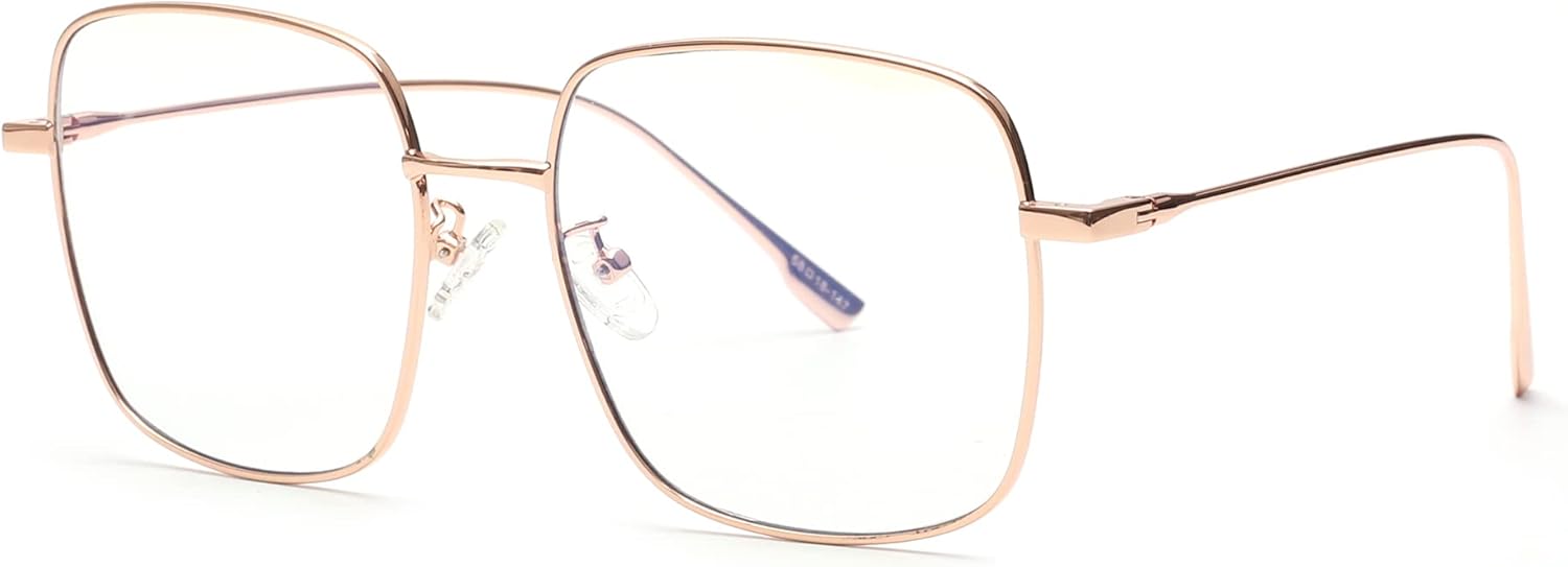 Lunettes Optiques Anti Lumière Bleue Designer Mode Cadre en Métal Lunettes de Vue Polygone Protection des Yeux Femmes Gris-1