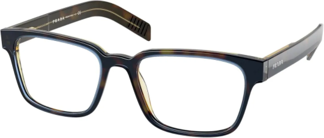 Prada Lunettes de Vue PR 15WV Dark Havana Transparent Indigo 53/18/145 homme