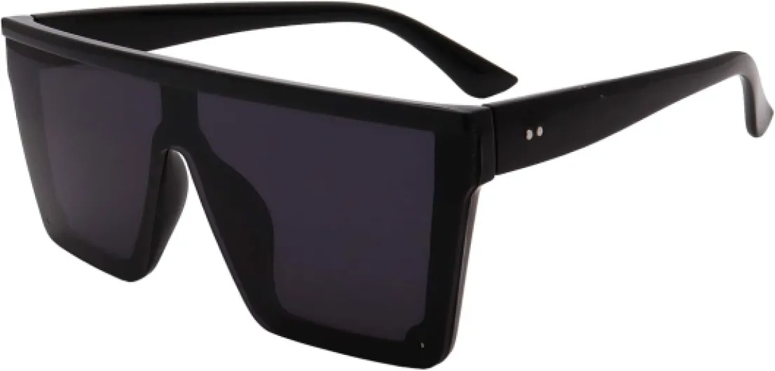FOURCHEN Lunettes de soleil carrées surdimensionnées pour homme et femme - Monture large Noir
