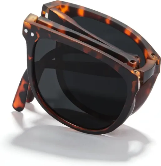 Lunettes de soleil, lunettes de soleil pliable de protection UV400 pliables pour femmes et hommes Couleur Écaille de Tortue
