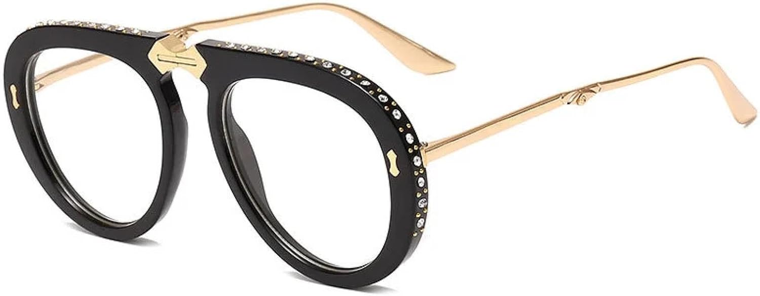 VFDHN Lunettes de soleil à monture pliable pour femmes et hommes, de luxe, tendance, UV400 Noir-transparent Taille unique