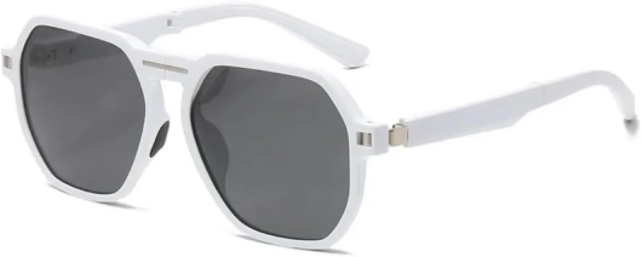 VFDHN Lunettes de soleil polarisées pliables de luxe pour femmes et hommes, style vintage punk Blanc Noir Taille unique