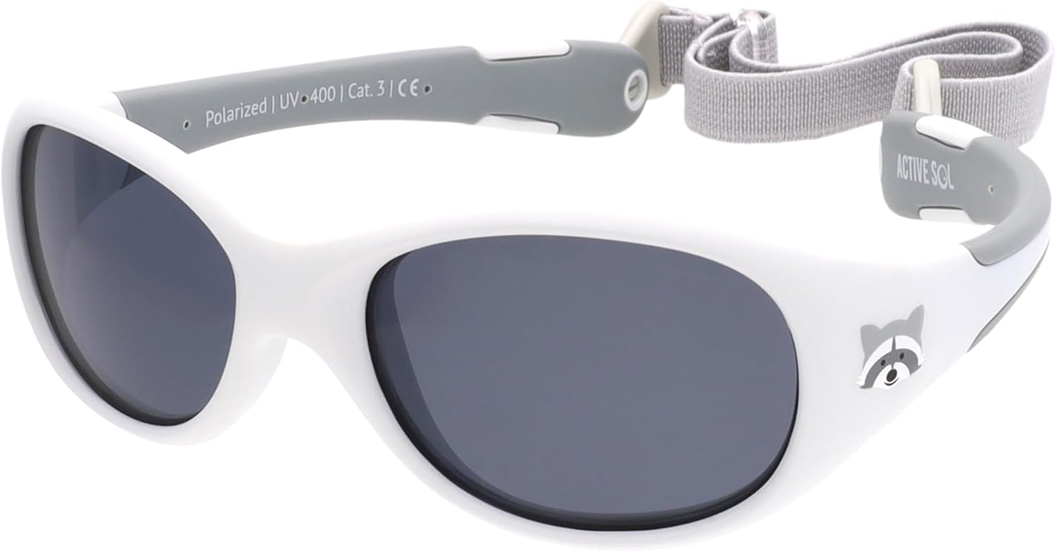 ActiveSol Lunettes de Soleil Bébé Safari, 0 – 24 Mois, protection UV 100%, polarisées, bandeau Raton Laveur - 6 - 24 Mois