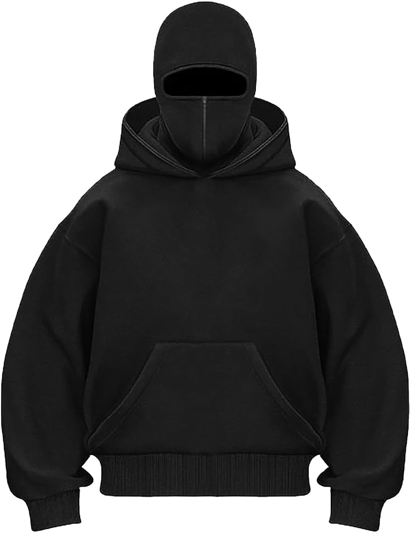 Sweat à Capuche Homme Sweat Zippé Homme Veste Double Capuche Sweat Demi-Zip Poche Kangourou Veste Zippée Homme Veste Homme Hiver Cagoule Homme Hiver Sweat Polaire Hiver L A-noir