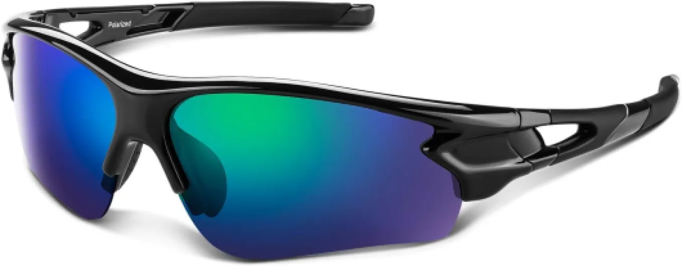BEACOOL Lunette de Soleil Sport Polarisée Homme Femme pour Velo Cyclisme Moto Conduite Baseball Alpinisme Running Pêche UV400 Protection Noir Vert