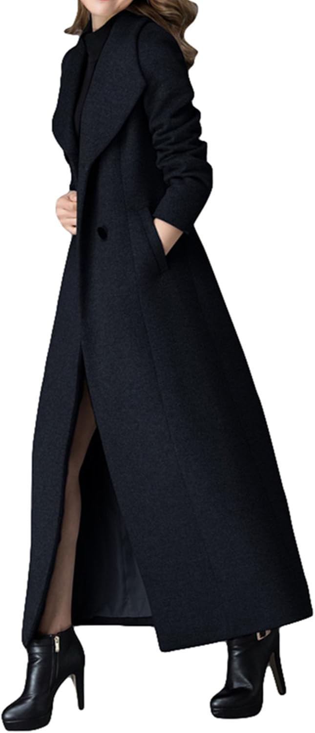 Manteau d'hiver classique en cachemire mélangé pour femme - Veste épaisse à double boutonnage - Noir 36 Couleur: Noir