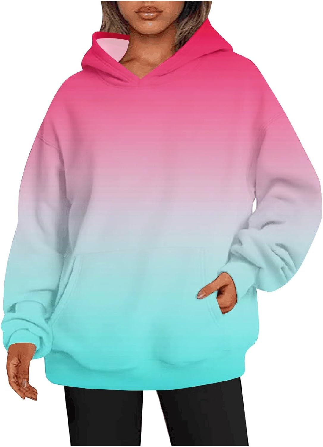 Pull Femme Femme Sweatshirts Pull À Manches Longues Impression de Lettres Streetwear Capuche Col Rond Blouses Pullover Surdimensionné Chaud Top T-Shirts Oversize Loose Tuniques De Base Top B-rouge M