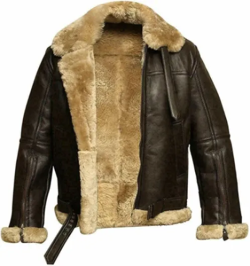 CHAYELL Blouson aviateur en peau de mouton véritable pour homme B3 Marron XXL Marron