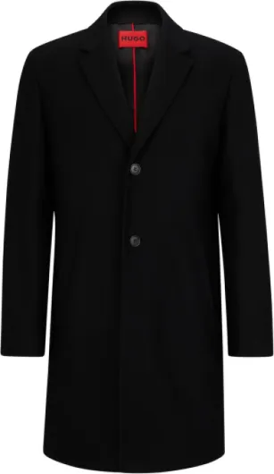 Hommes Malte2341 Manteau en laine mélangée à boutons en ivoire végétal 50 Noir001