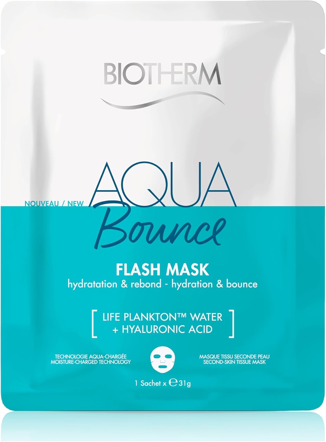 BIOTHERM - Aqua Flash Mask - Masque Tissu Visage - Tous Types de Peaux Aqua Bounce - Repulpant