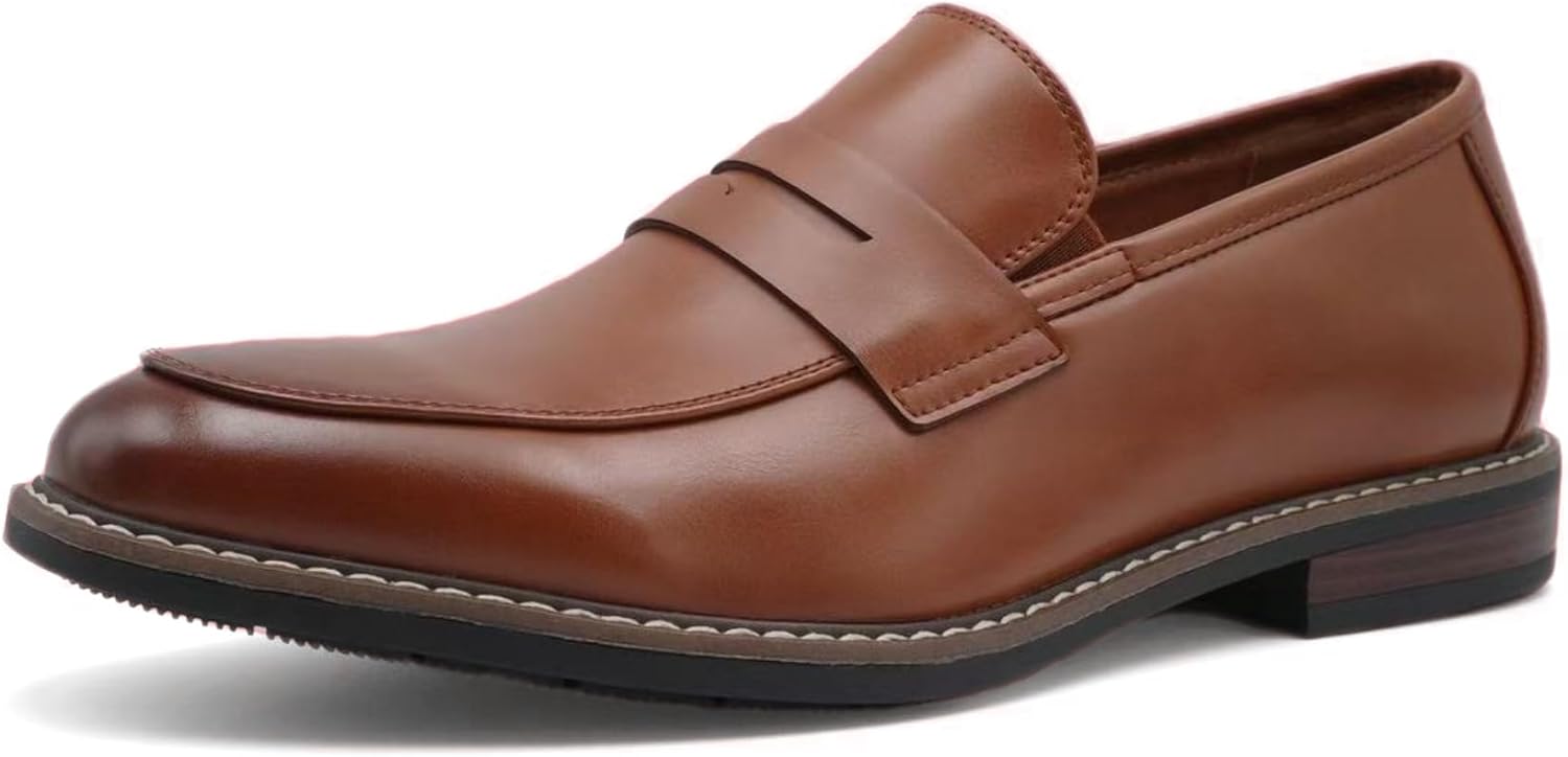 Finishing & Sewing Mocassins classiques pour homme, en cuir marron, semelle cousue à la main 46 EU Marron