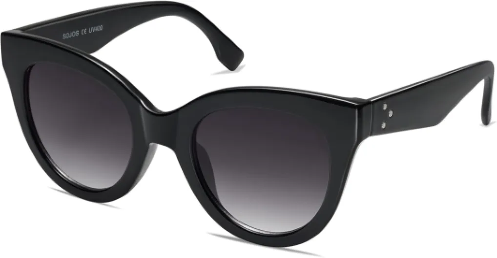 Retro Vintage Yeux de Chat Oversized Femmes Lunettes de Soleil de Créateur HOLIDAY SJ2074 C1 Monture Noir/Verre Gris Dégradé