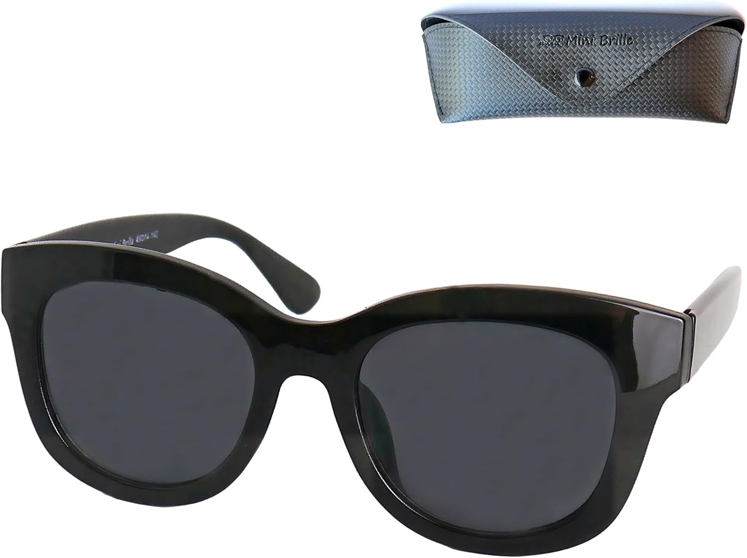 Lunettes de Soleil de Lecture Vintage Rectangulaire, Etui Inclus, Oversize Monture Plastique Épaisse, Lunettes de Lecture Femme Noir 1.5 Dioptres