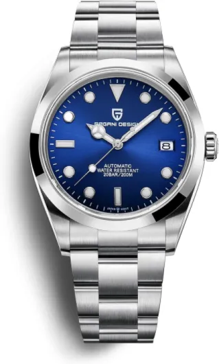 Pagani Design Nouvelle Montre Automatique pour Homme 200 Verre Saphir étanche Montre mécanique en Acier Inoxydable Montre pour Homme Automatique Bleu