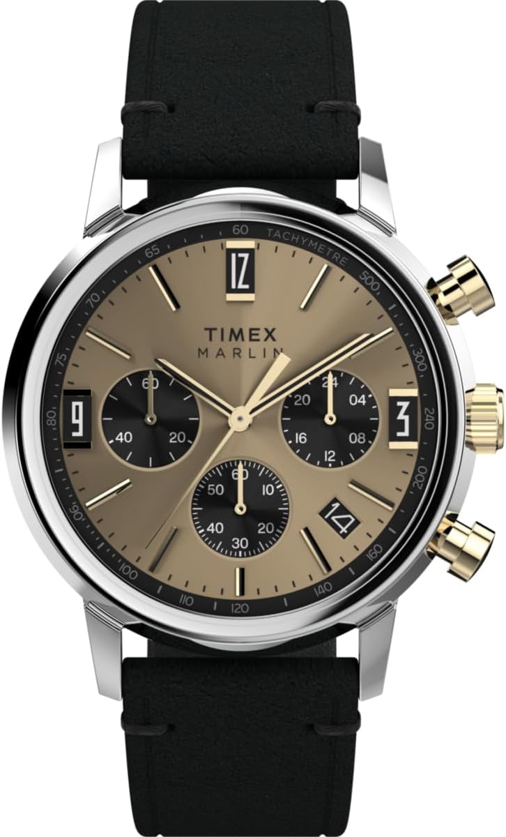 Timex Montre Chronographe pour Homme Marlin Noir/Champagne