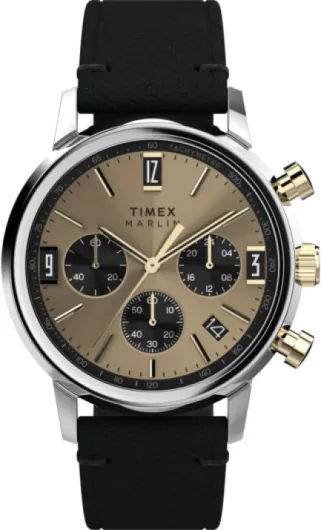 Timex Montre Chronographe pour Homme Marlin Noir/Champagne
