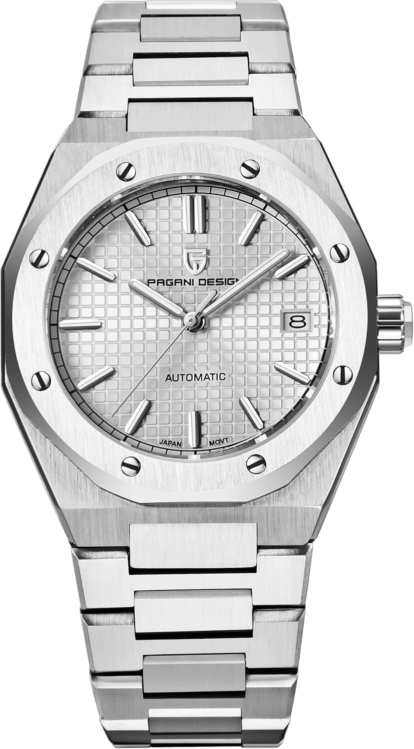 Pagani Design Montres Bracelet pour Homme Automatique mécanique Analogique Plongée Calendrier Sports Classique Montre Homme Cadeau élégant White