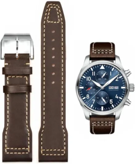 Bracelet de Montre Pour IWC 20mm 21mm, Remplacement en Cuir Souple de Haute Qualité Pour Série Pilot - Bracelet Origine Brun 20mm