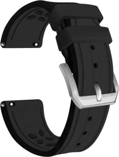 Bracelet de Montre pour Homme pour IWC, Bande pour Big Pilot, Caoutchouc Fluoré, 20mm 21mm 22mm, avec Levier à Ressort à Dégagement Rapide noir 21MM