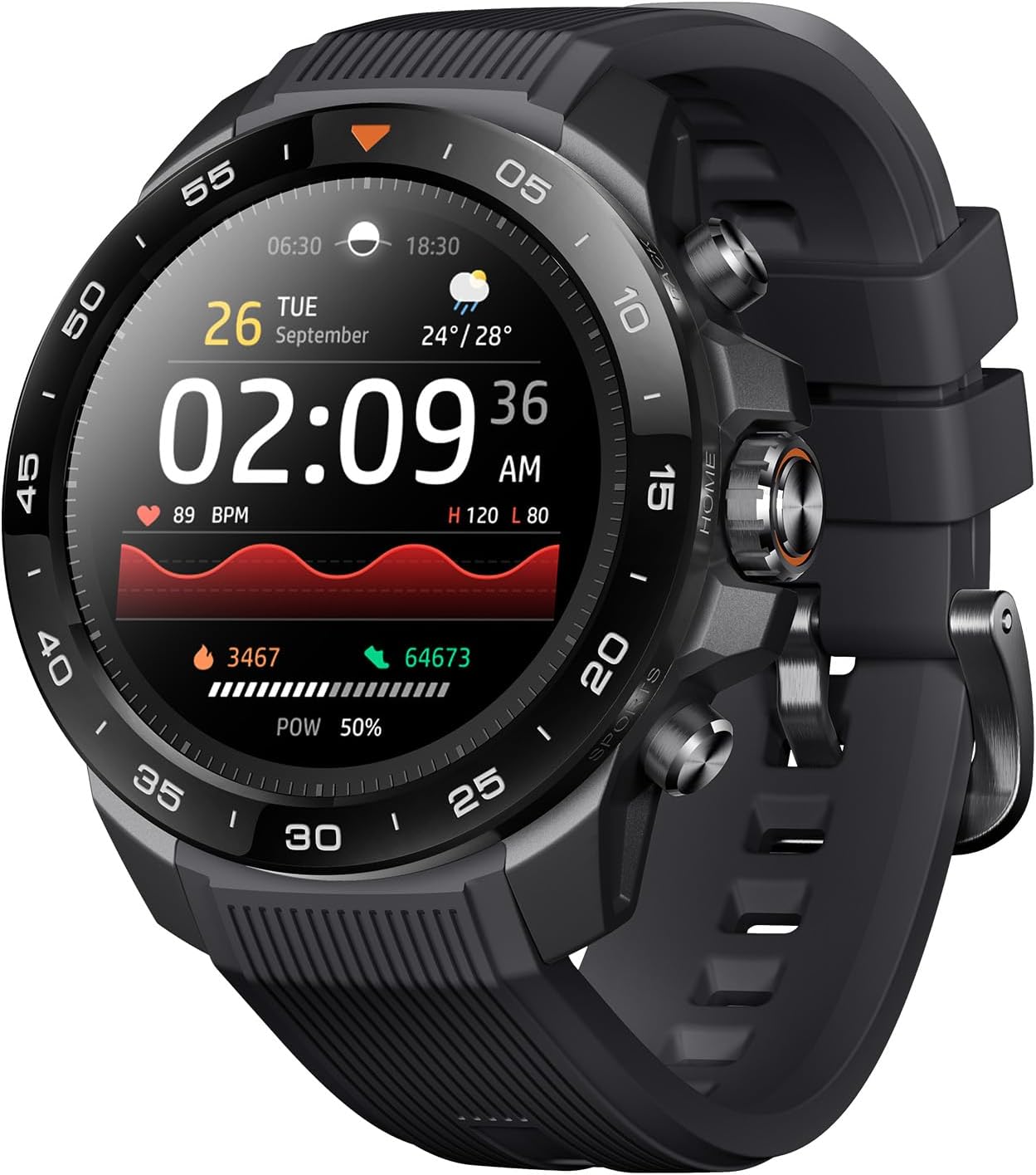 GS Explorer S - Montre Connectée Aventure 1,32" AMOLED avec Bi-Band GNSS, Smartwatch avec Suivi des Données de Plongée, pour Course en Extérieur, Cyclisme, Alpinisme, Randonnée