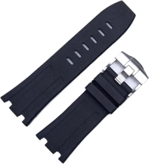 Convient for Audemars et for Piguet Convient for Royal Oak Bracelet Convient for AP 15710 26470 Bracelet de montre de sport en caoutchouc de silicone 28 mm Accessoires de bracelet de montre Black-silver 28mm