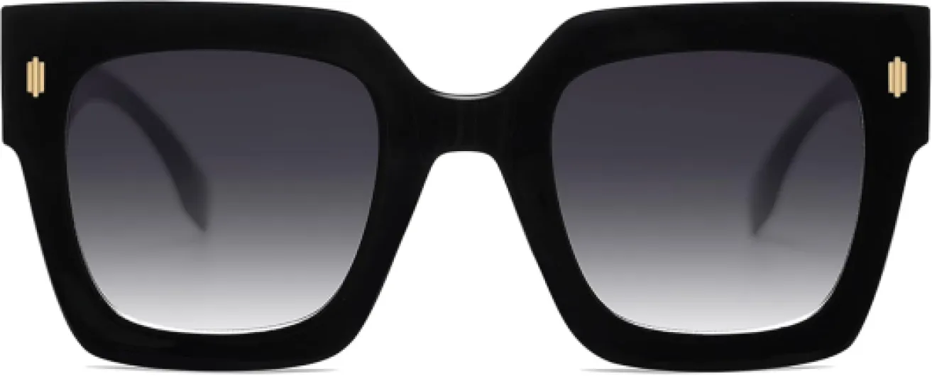 Lunettes de soleil carrées surdimensionnées pour femmes, rétro, luxe, grosses lunettes de soleil, protection UV400 SJ2194 Noir