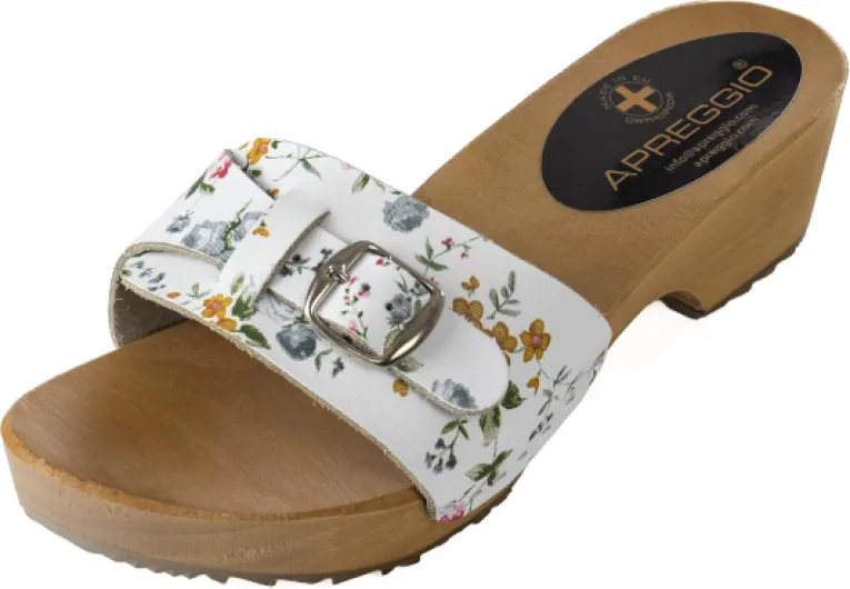 Sabots Femme Bois et Cuir – Sandales à Talon – Mules Confort Anatomique – Chaussures d’Été Femme - 36/41 EU 36 EU Blanc